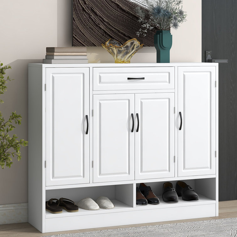 Grey shoe discount cabinet with doors